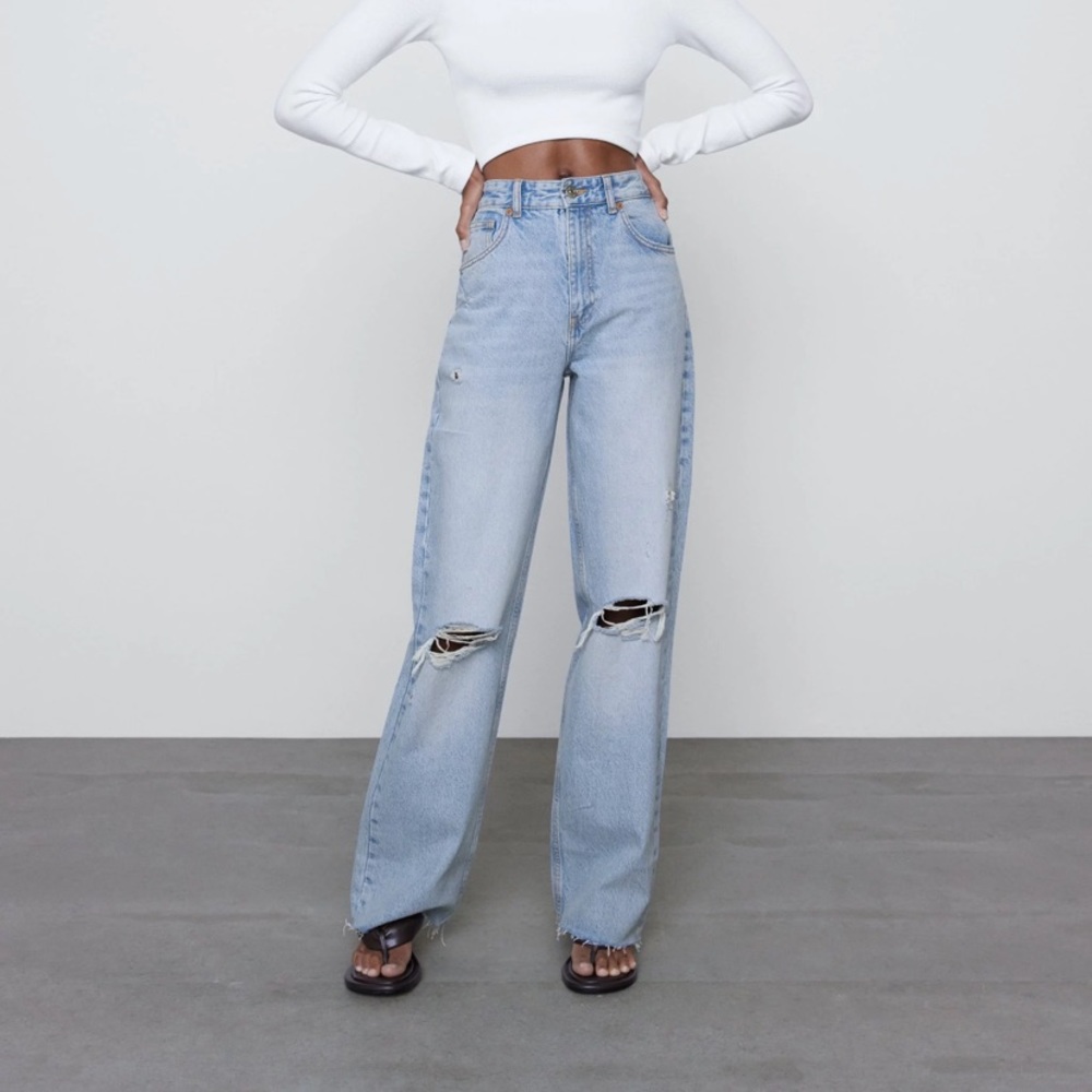 NWT ZARA HI RISE WIDE LEG JEAN